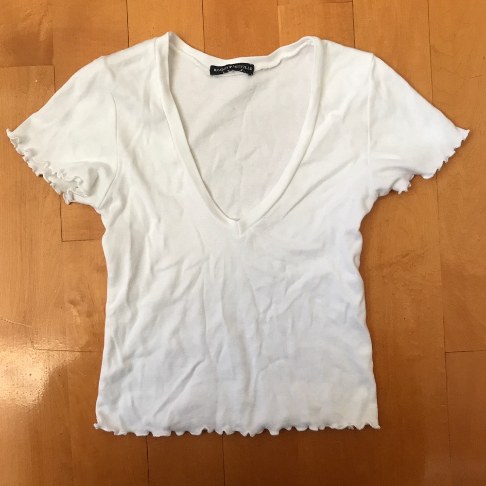 Brandy Melville White Jordan Ruffle Top